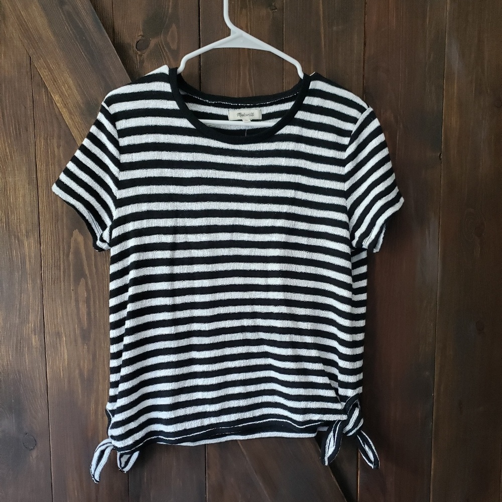 NWT Madewell Modern Stripe Side Tie T-Shirt